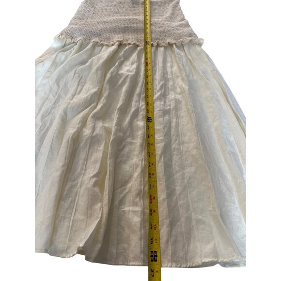 Zara Combined Knit & Ruffle Skirt Size M Cream Boho Chic - Picture 7 of 9